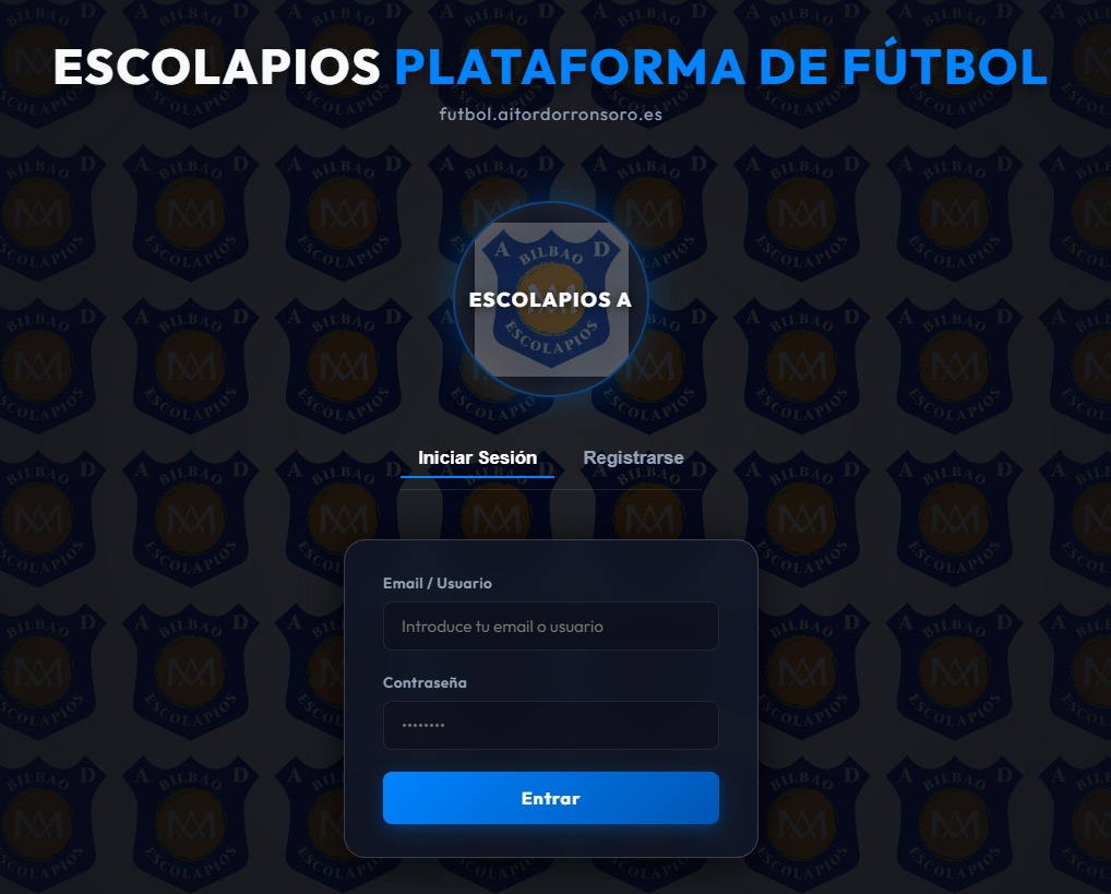 Plataforma Escolapios Fútbol - Login